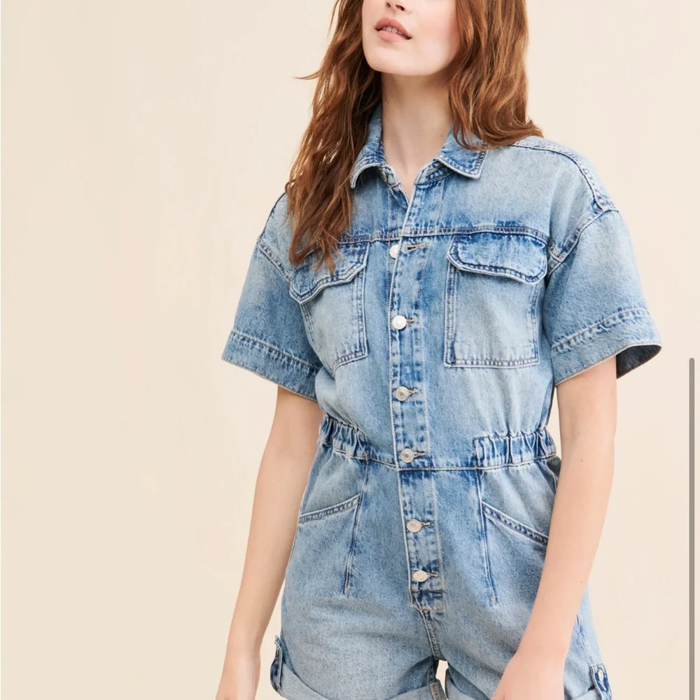 We The Free Light Blue Denim Romper - Picture 2 of 4